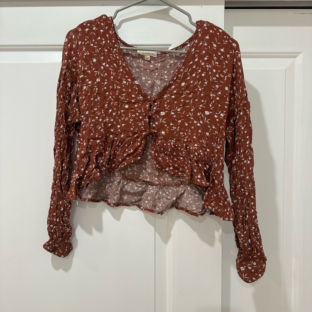 La Hearts Rust Floral Blouse